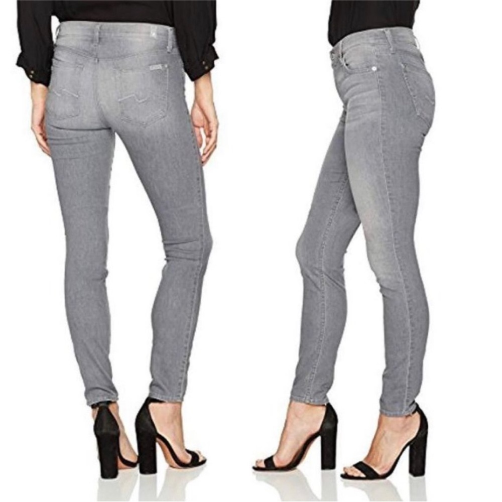 7 For All Mankind Gwenevere Ankle Gray Skinny High Waisted Jeans sz 30